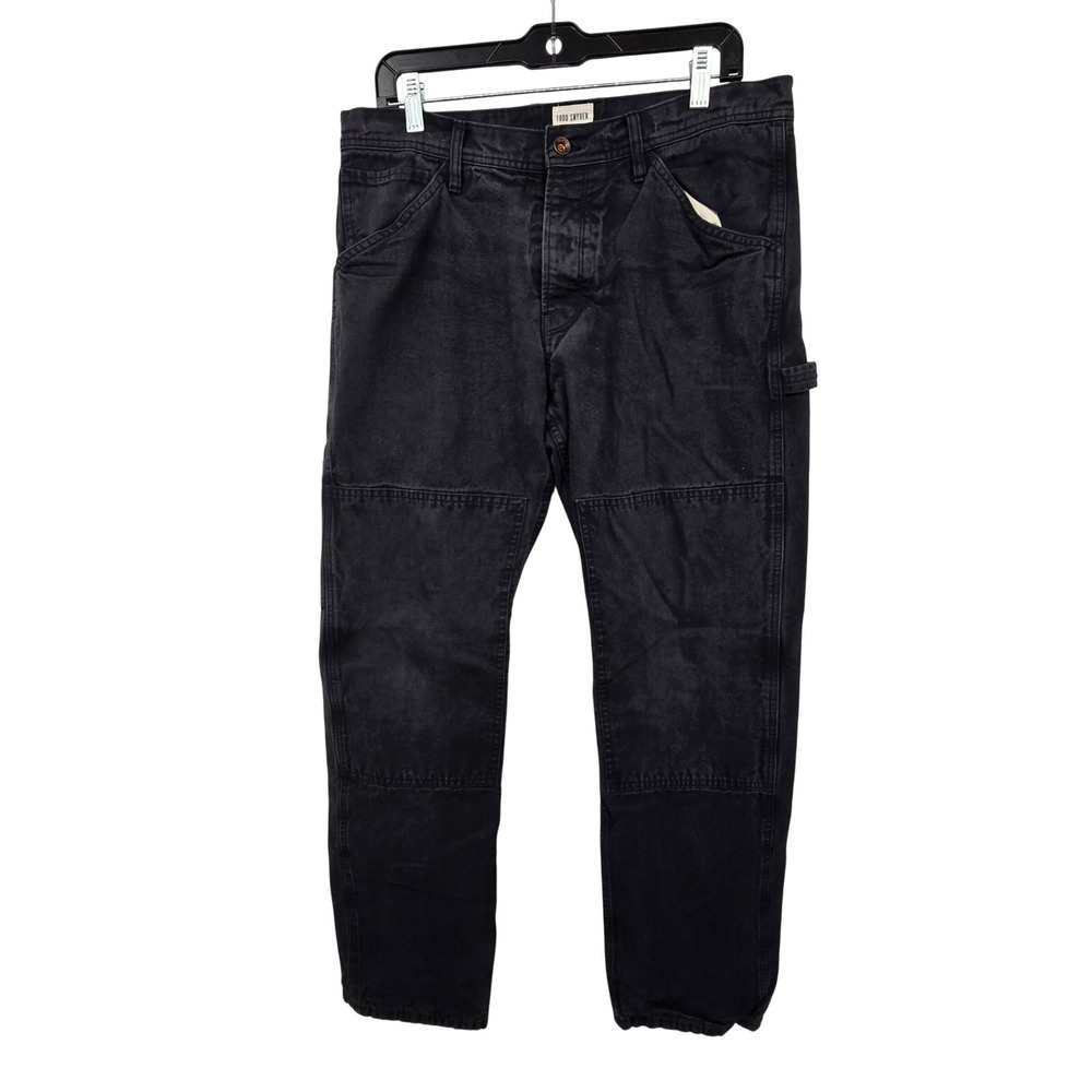 Todd Snyder Double Knee Pants Men 33x32 Black Flannel Lined Carpenter Workwear